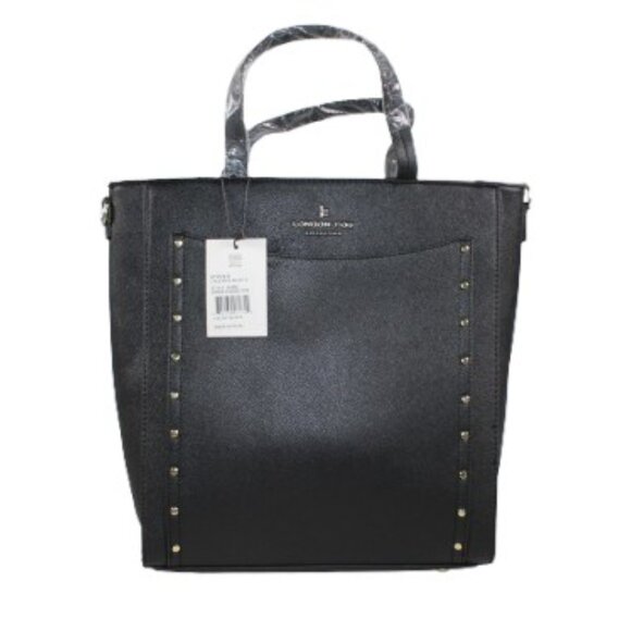 London Fog Black Sophia Studded Tote Shoulder Bag - Picture 8 of 8